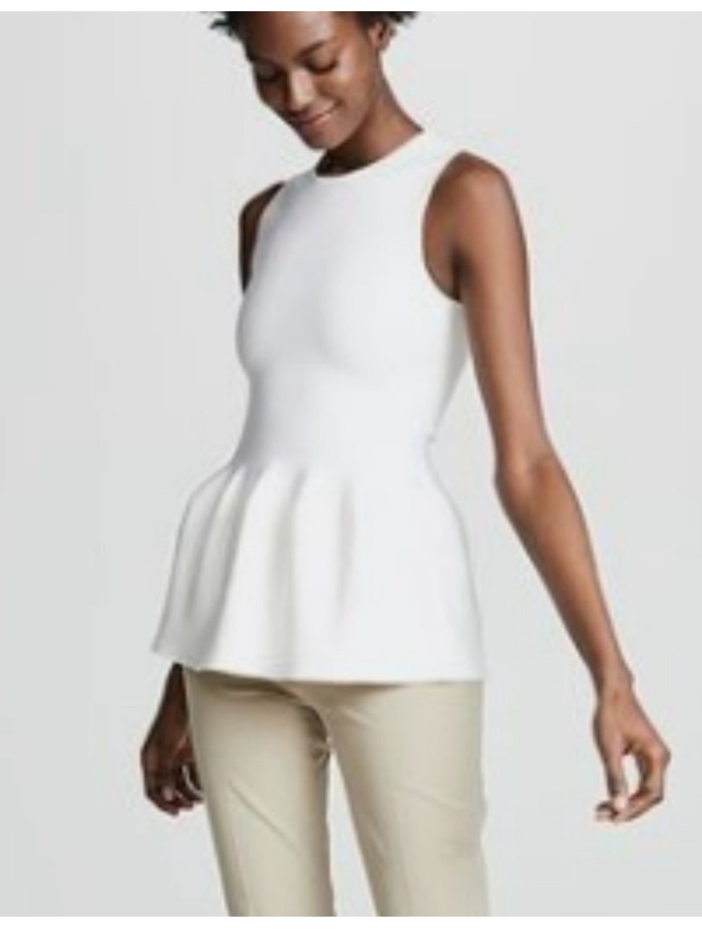Theory Ivory Cheshire Knit Shaped Shell Wool Silk Blend Top Sz L Large Old Money